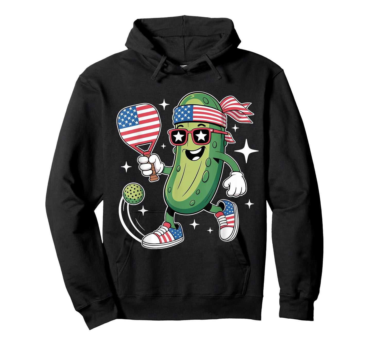 Patriotic Pickle 4th Of July Pickleball Funny American Flag T-Shirt