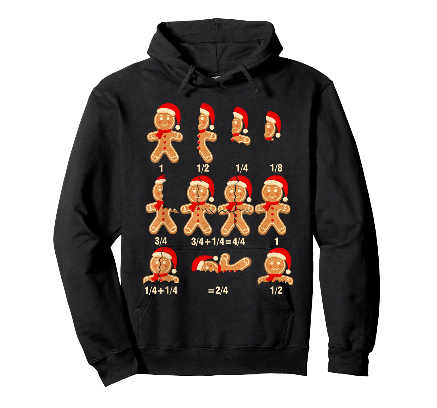 Christmas Math Teacher Equation Gingerbread With Santa Hat Men Women T-Shirt