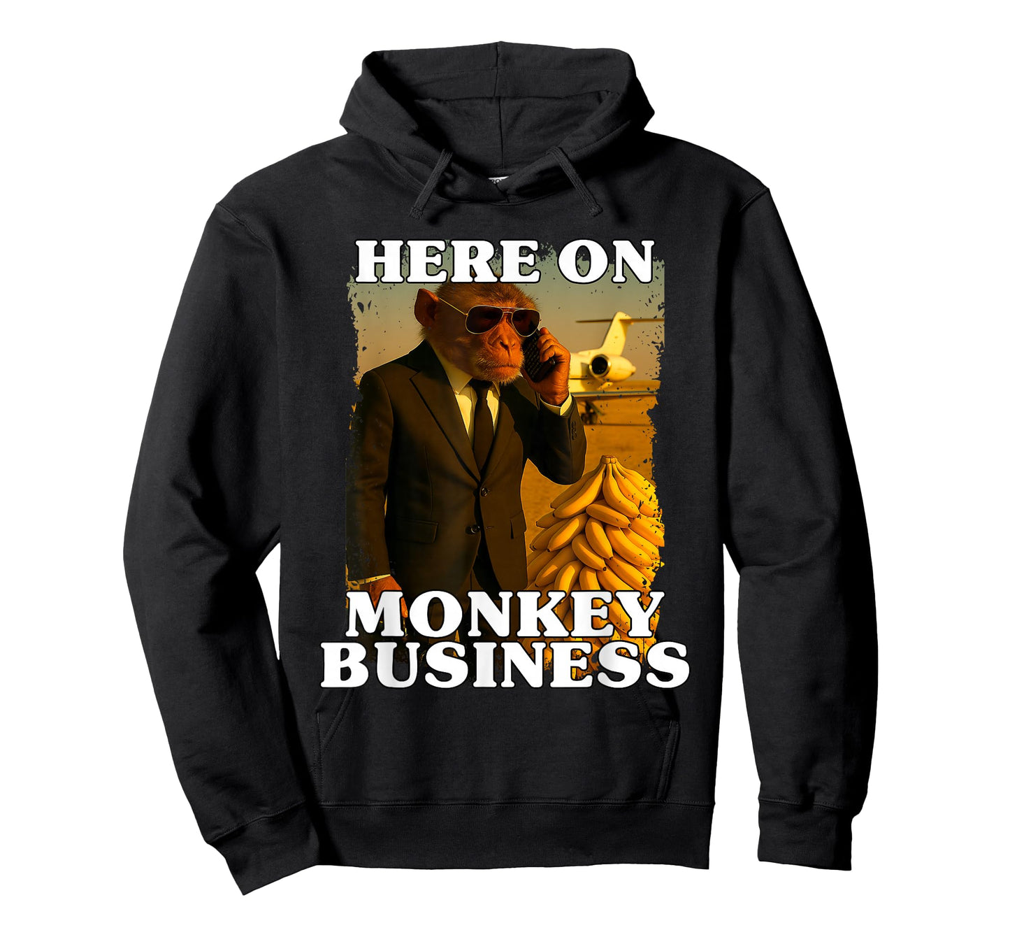 Here On Monkey Business Rich Ape Fancy Suit Bananas And Jet T-Shirt