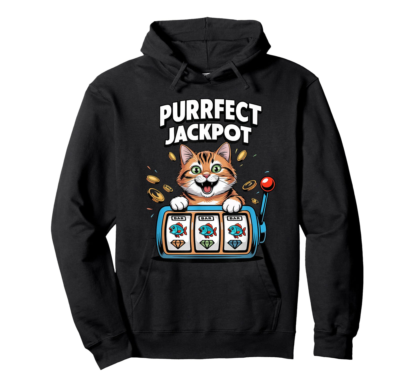 Purrfect Jackpot Lucky Funny Casino Cat Slot Machine Winner T-Shirt