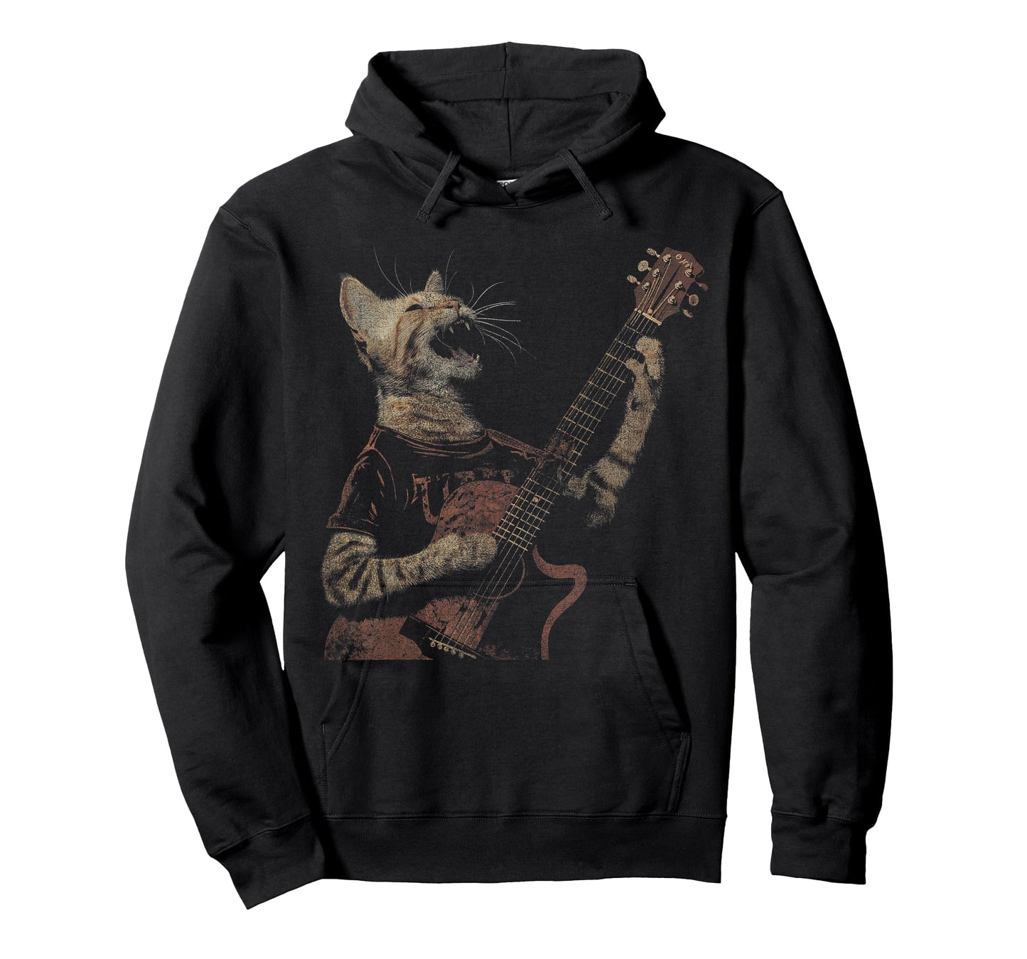 Funny Cat Guitar - Rock and Roll Music Band Concert Vintage T-Shirt