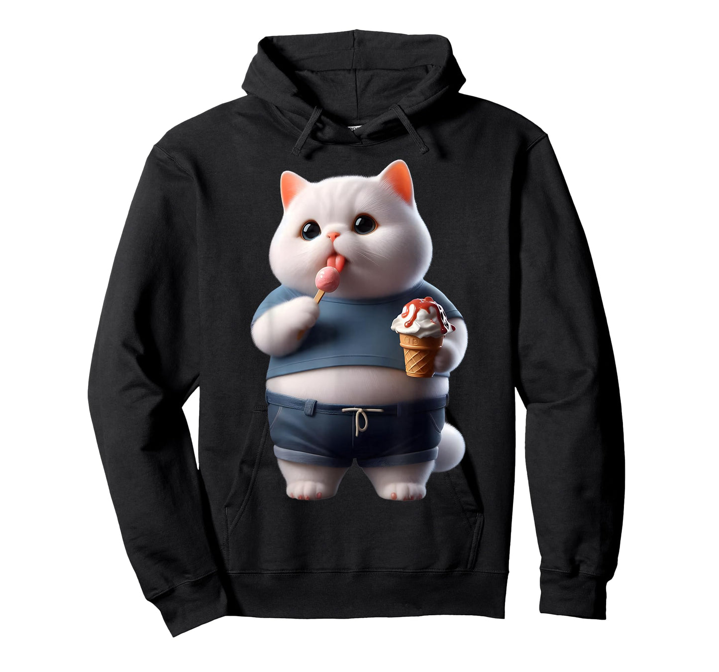 Funny Fat Cat Men Women Kids Ice Cream Fat Kitten Cat Lover T-Shirt