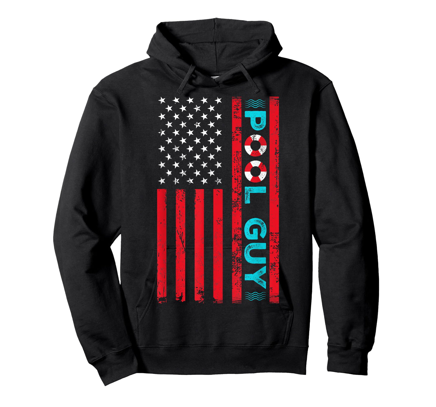 Pool Guy America Flag Maintenance Swimming Pool T-Shirt