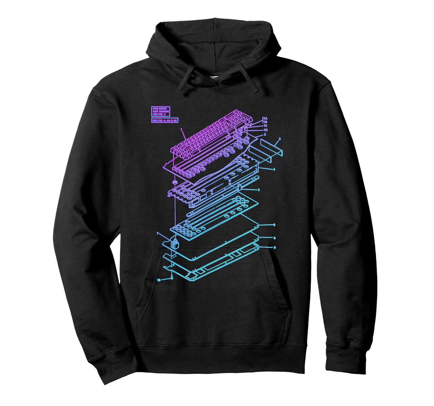 All Things Geek by MCMA Mechanical Keyboard Patent Drawing Graphic Design Art T-Shirt