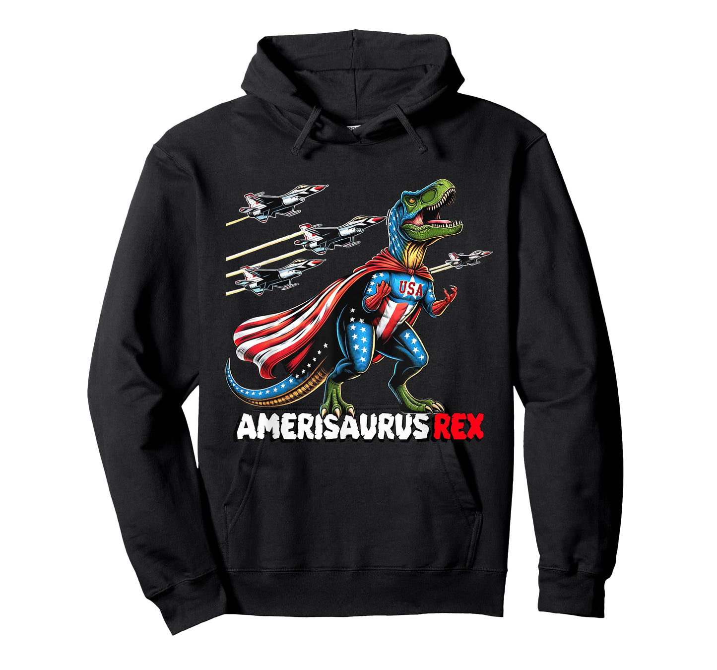 Amerisaurus T-Rex Patriotic Boys Girl 4th of July Flag Jets T-Shirt