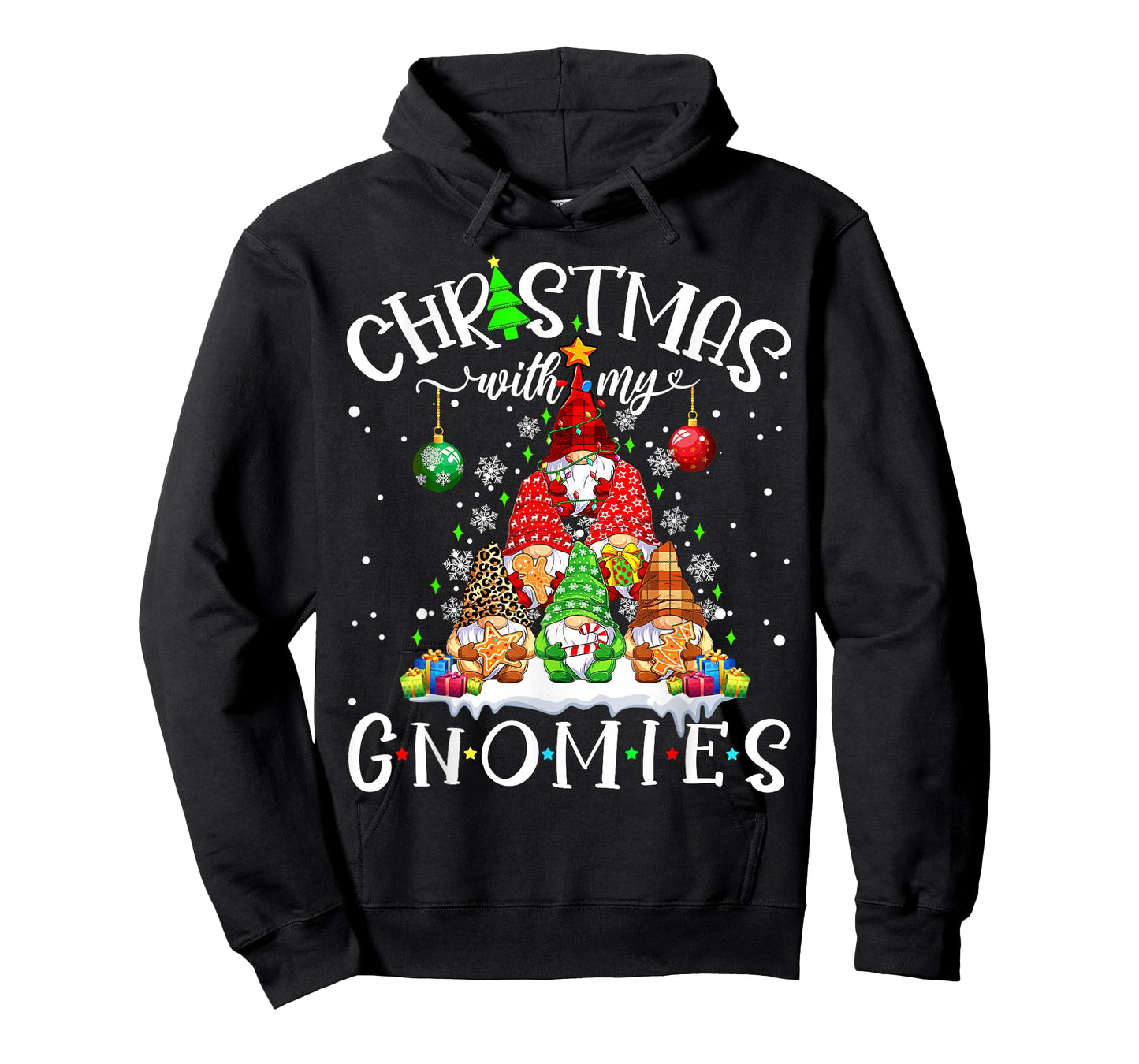 Christmas With My Gnomies Xmas Pajama Pine Tree Gnome Garden T-Shirt