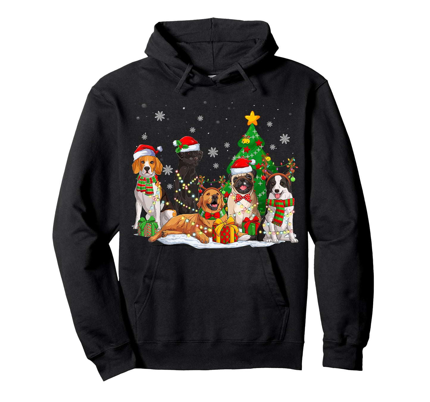 Funny Dog Christmas Tree Lights Ugly Xmas Men Women Kids T-Shirt