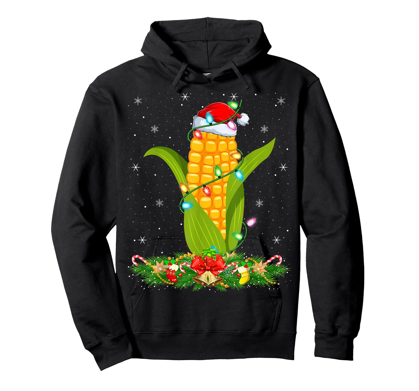 Corn Christmas Lights Funny Santa Hat Corn Xmas T-Shirt