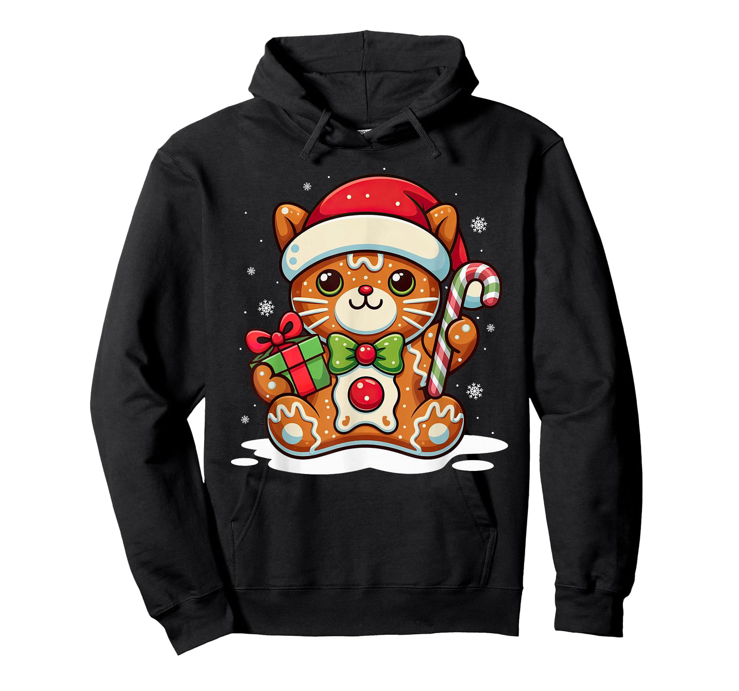 Cute Cat Gingerbread Man Christmas Shirt for Women Men Kids T-Shirt