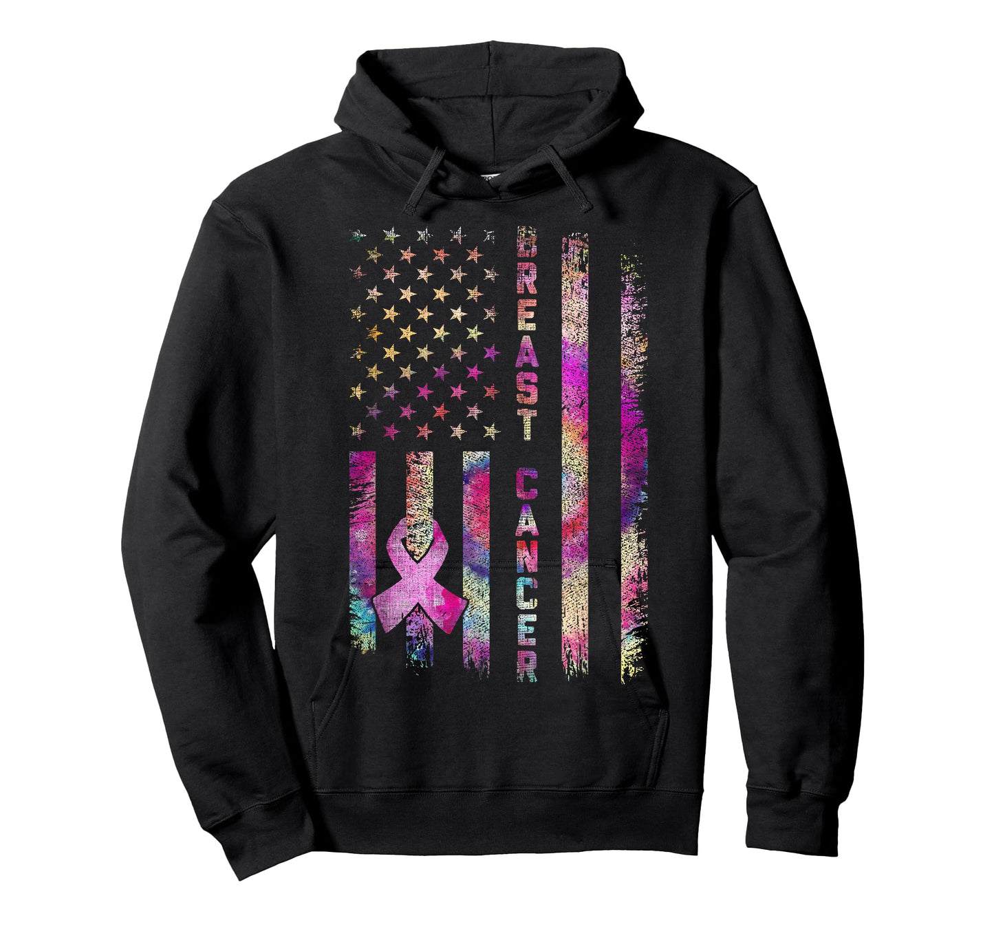 American Flag Breast Cancer Awareness Support Tie Dye T-Shirt