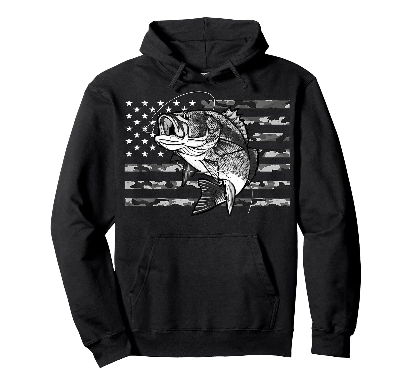 Fishing Camouflage US Camo American Flag Bass Fish Fisherman T-Shirt