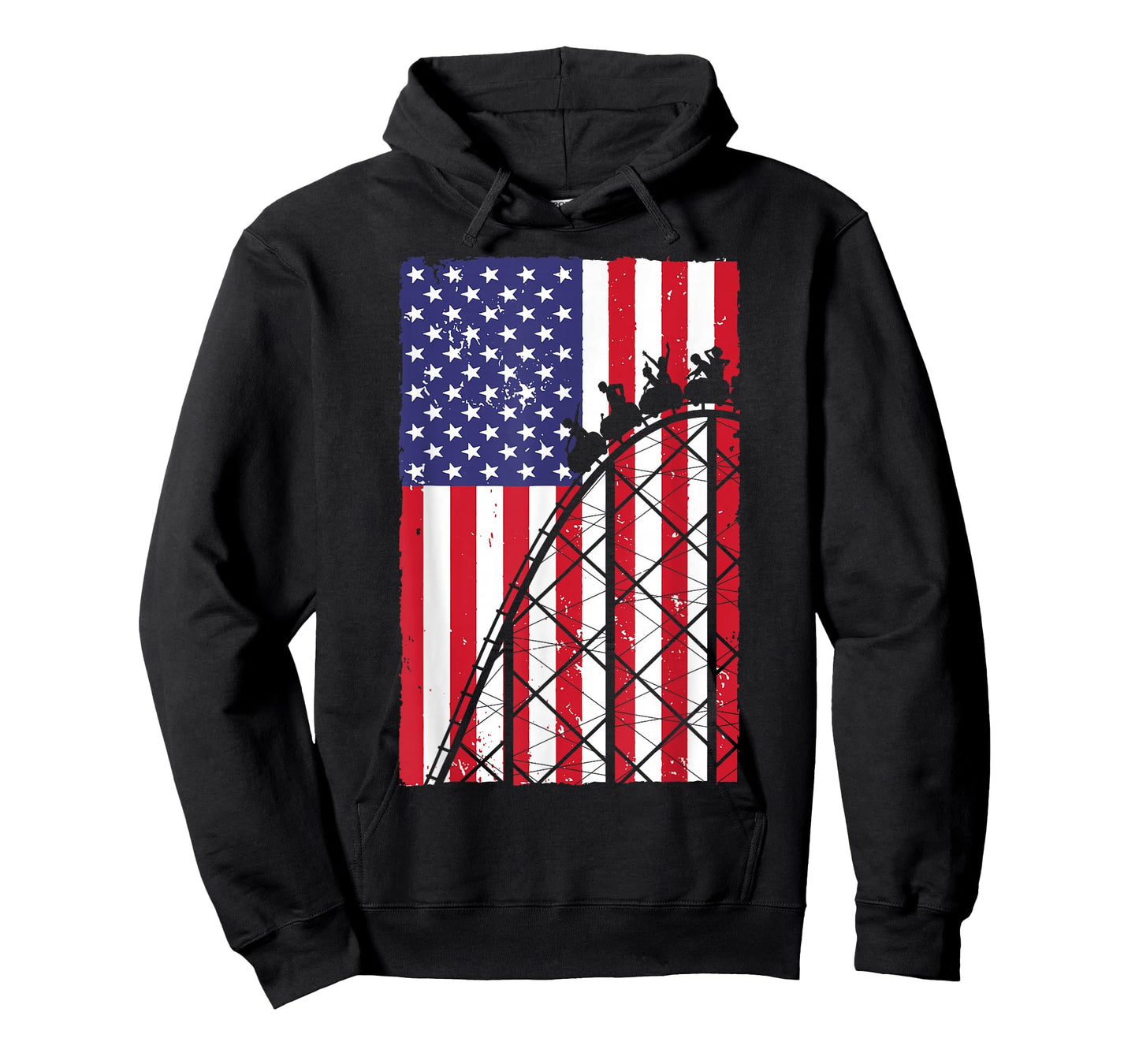 Funny Roller Coaster Art For Men Women Rollercoaster US Flag T-Shirt