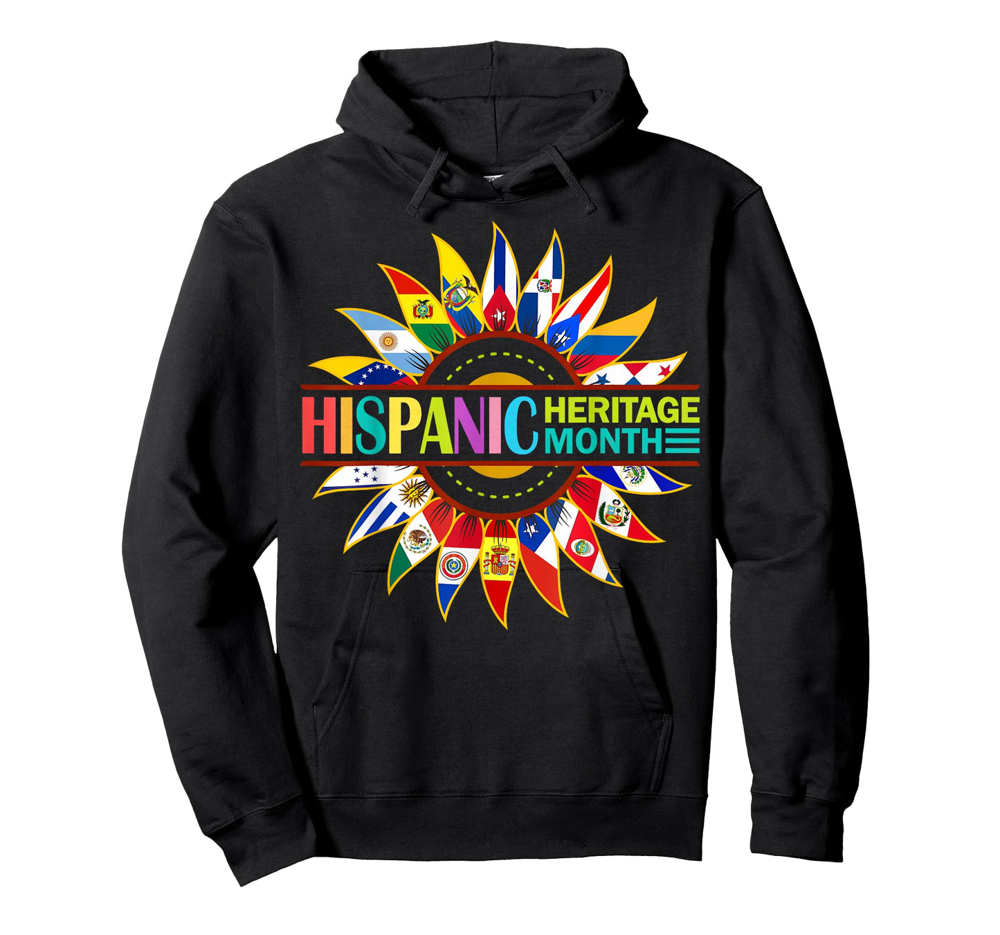 Hispanic Heritage Month Latino Countries Flags Sunflower T-Shirt