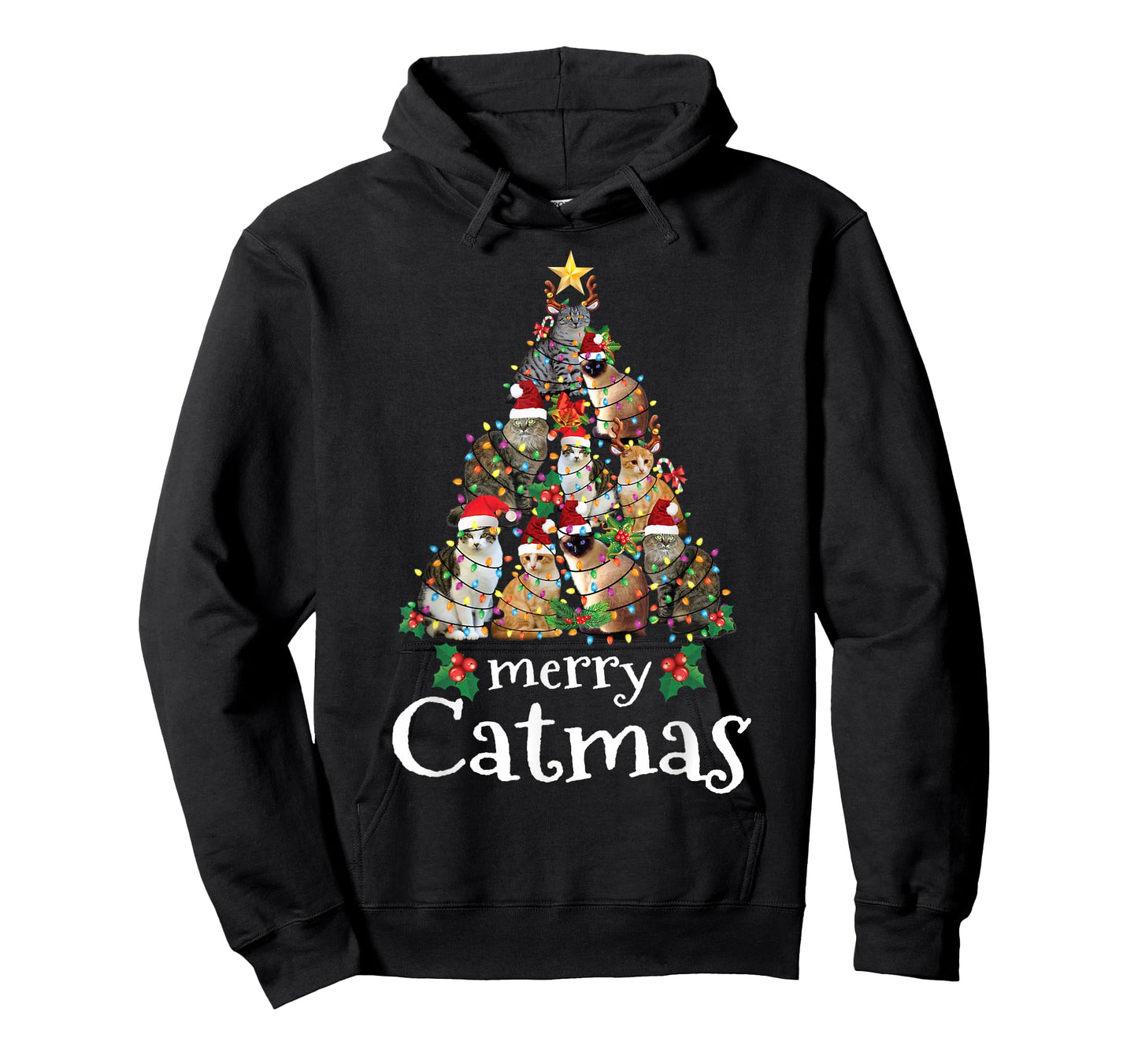 Merry Catmas Funny Cat Mom Cat Dad Christmas Cat T-Shirt