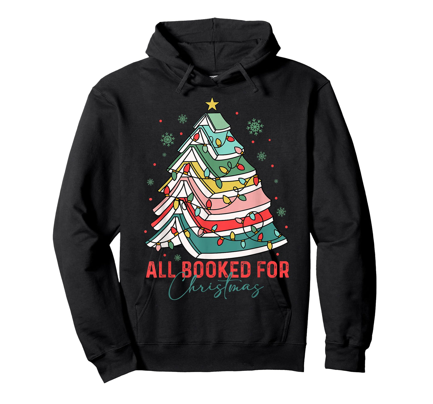 All Booked for Christmas Book Lovers Xmas Tree Lights Funny T-Shirt