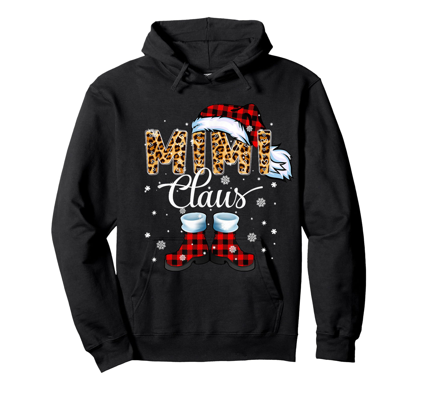 Christmas Mimi Claus Leopard Buffalo Plaid Pajama Xmas T-Shirt