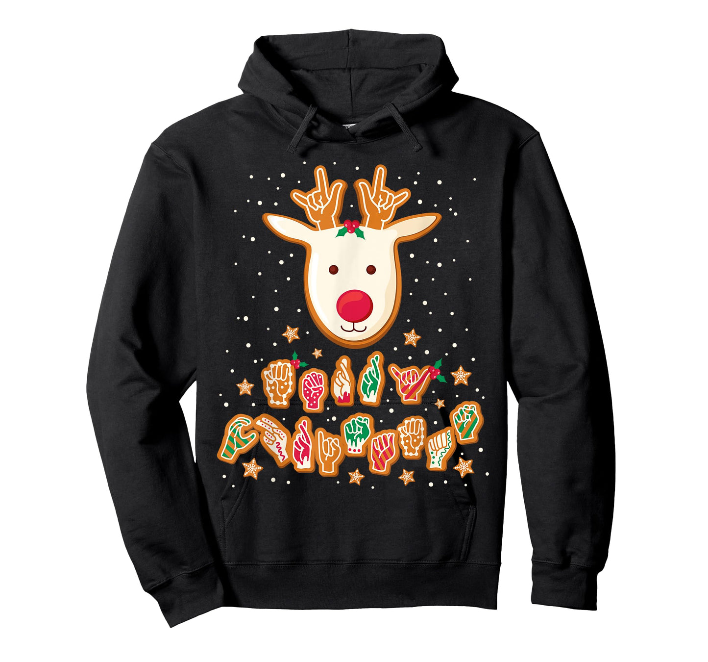 ASL Christmas Reindeer American Sign Language Gingerbread T-Shirt