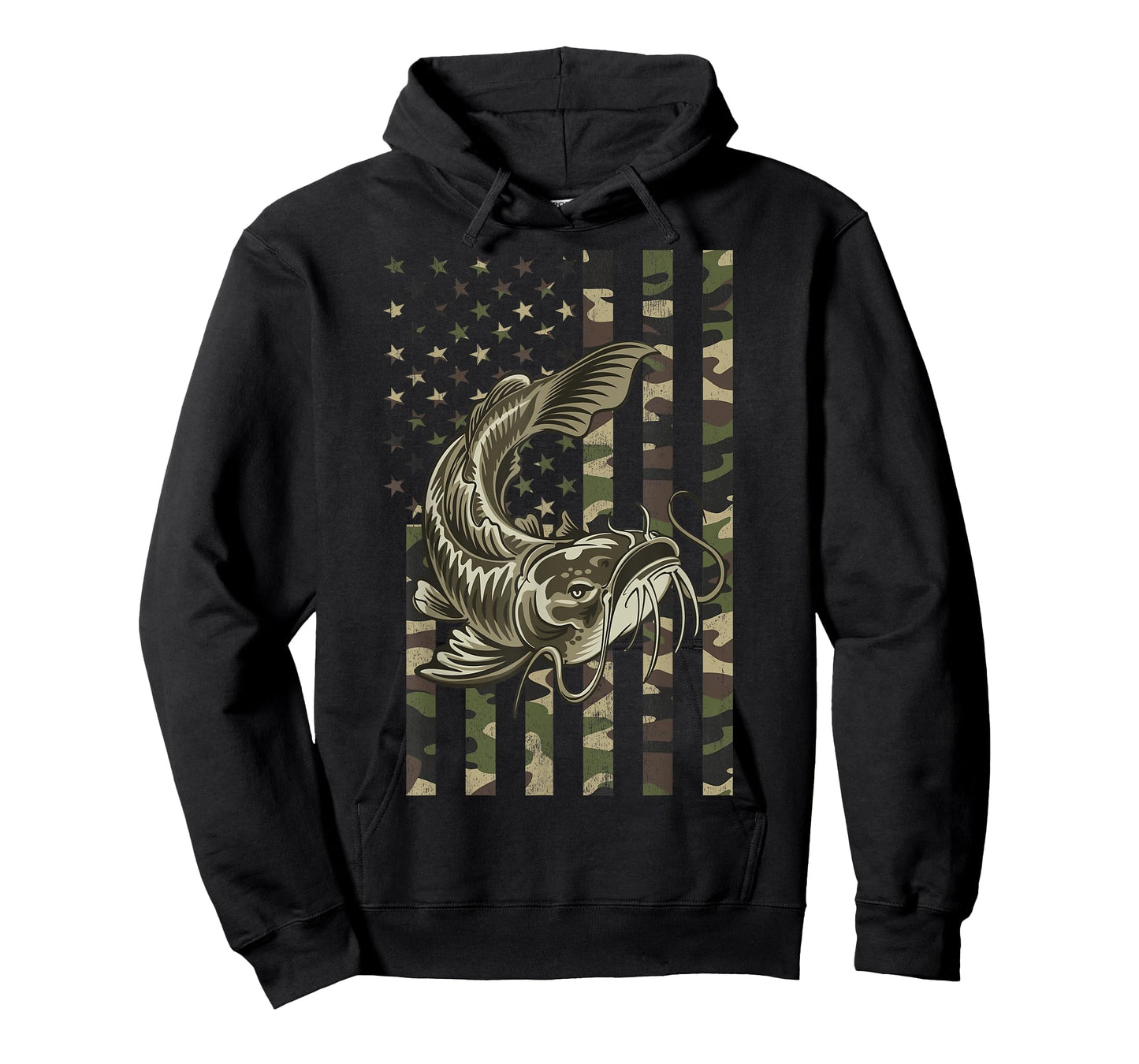 Catfishing, Camo American Flag with Catfish T-Shirt