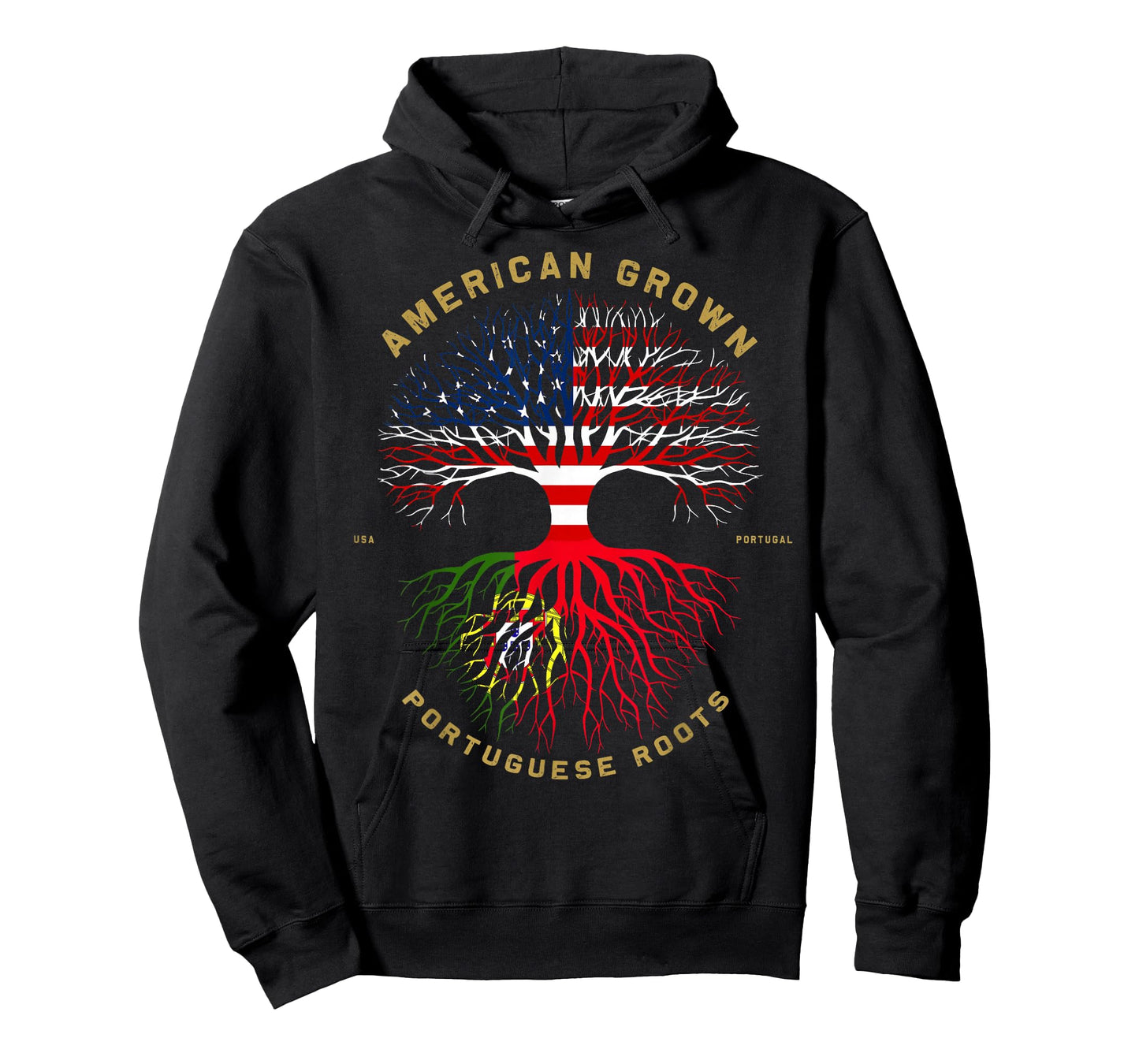 American Grown with Portuguese Roots Tree USA Flag Gifts T-Shirt