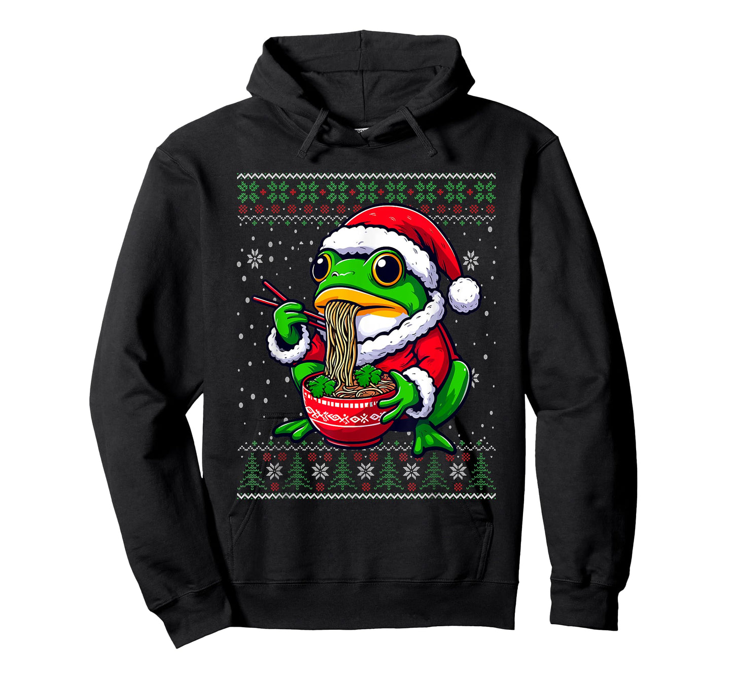 Christmas Frog Eating Ramen Ugly Christmas Sweater T-Shirt