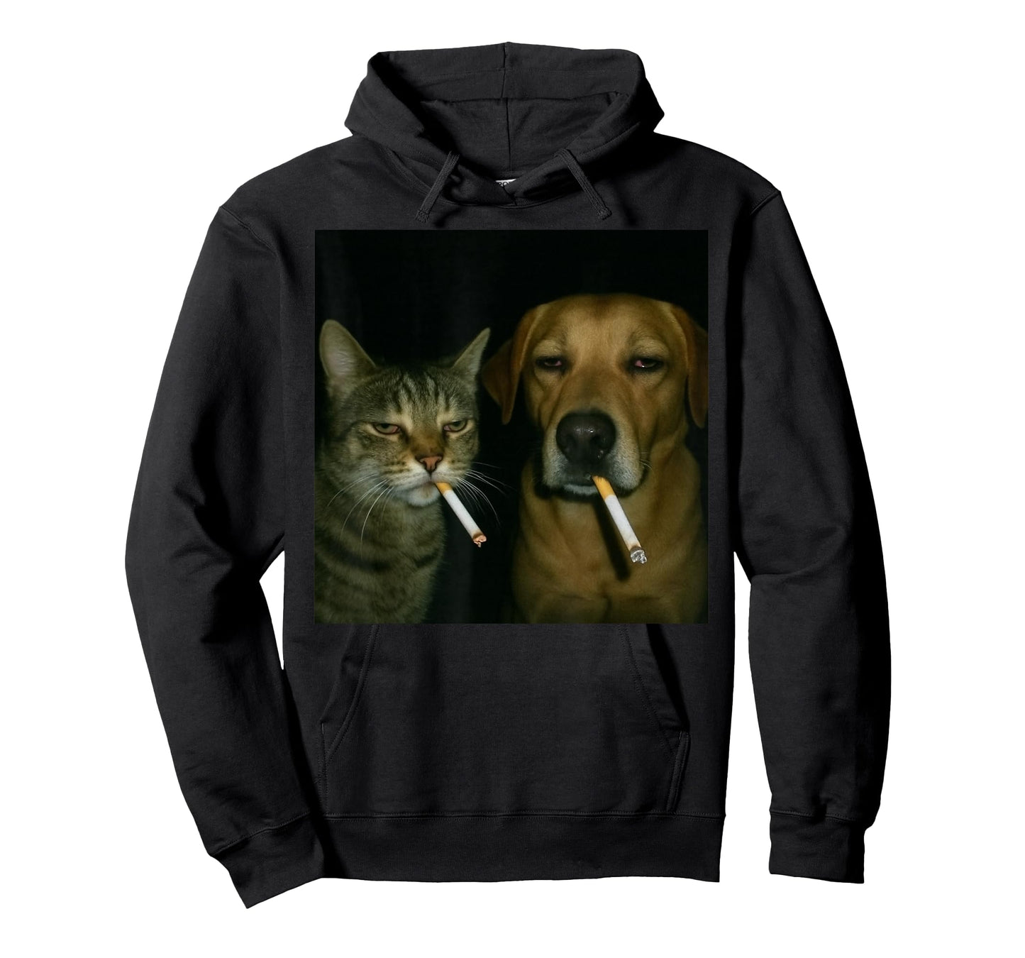 Funny Dog and Cat Smoking Cigarette and Drinking T-Shirt