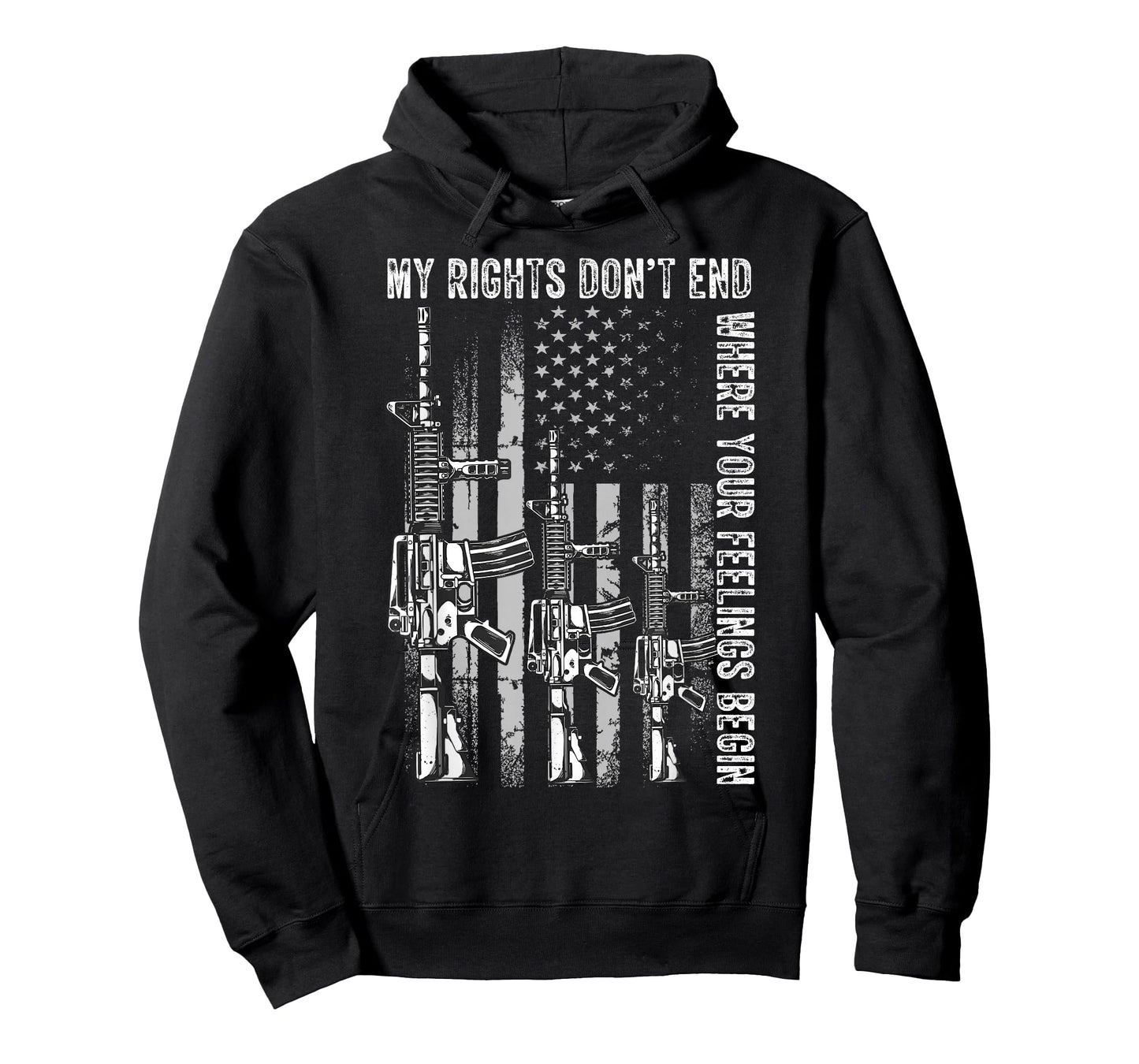 My Rights Don't End Where Your Feelings Begin USA Flag Gun T-Shirt Small