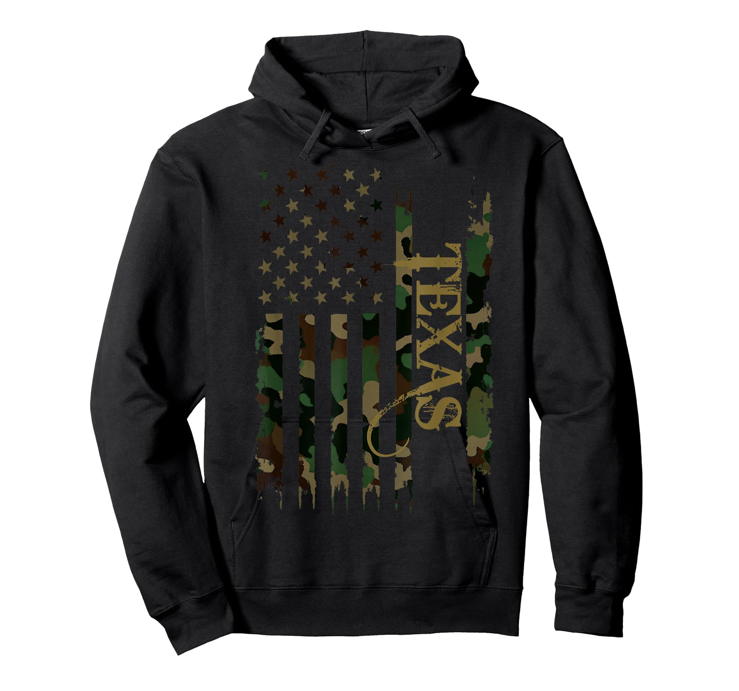 Texas United States Distressed Camo w US Flag T-Shirt