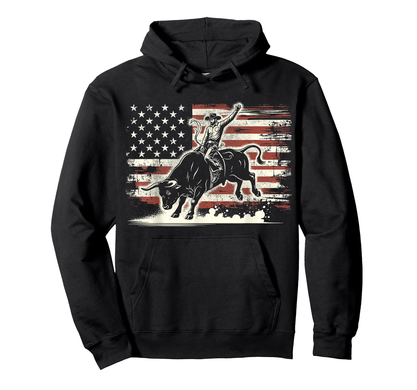 Rodeo Rider Bull Patriotic Cowboy USA Flag T-Shirt