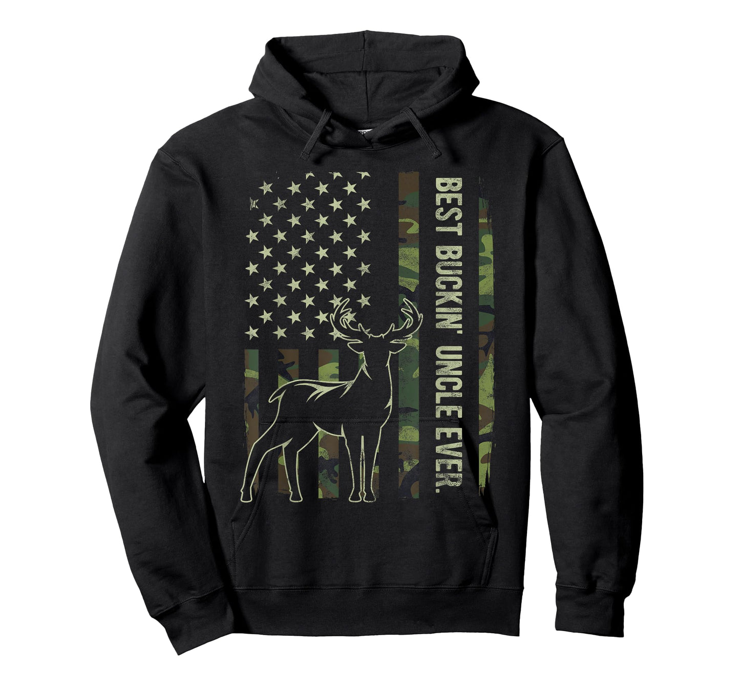 Best Buckin' Uncle Ever Camo American Flag Deer Hunting T-Shirt