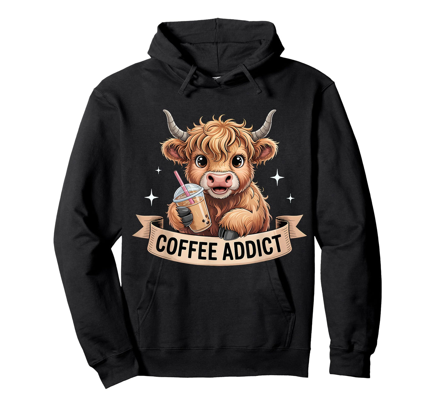 Cute Highland Cow Coffee Addict Funny Drink Coffee Cowgirl T-Shirt