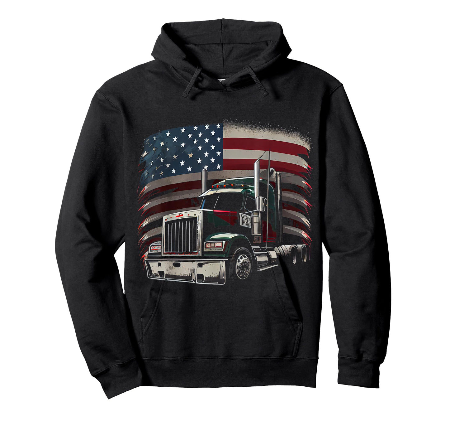 US American Flag Truck Driver 18 Wheeler Trucker Gift T-Shirt