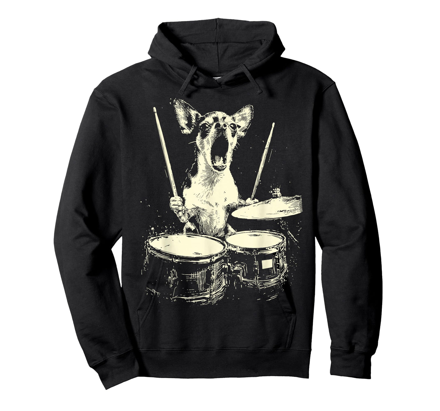 Cute Chihuahua Playing Drums Funny Music Dog Drummer Graphic T-Shirt