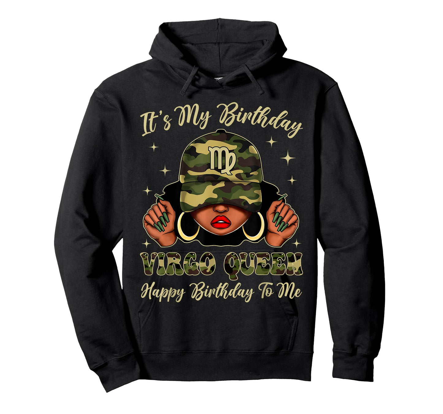 Virgo Queen Black Woman with Cap Camo It's My Birthday T-Shirt