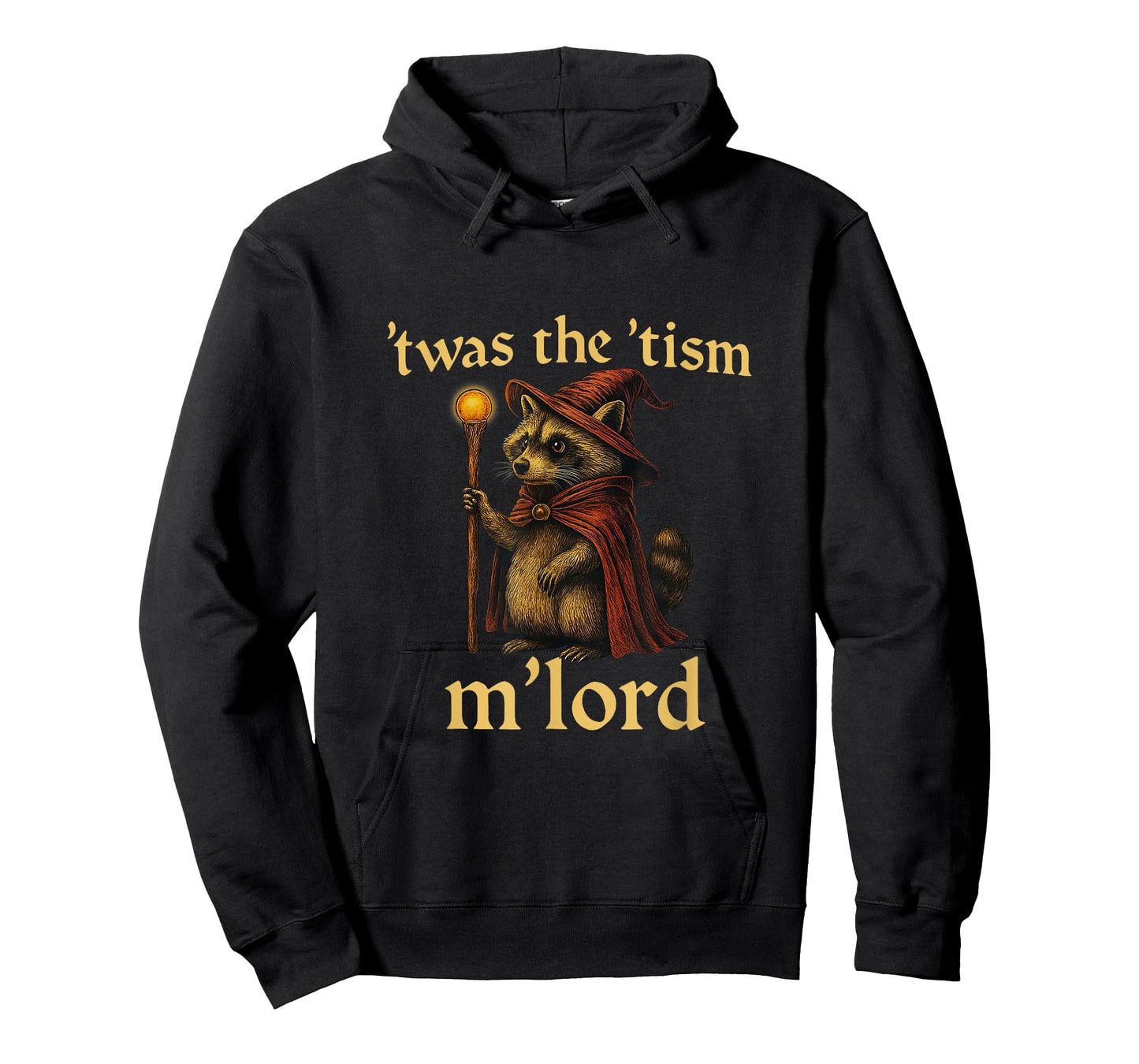 Retro 'TWAS The 'Tism M'Lord Funny Wizard Raccoon Autism Men T-Shirt