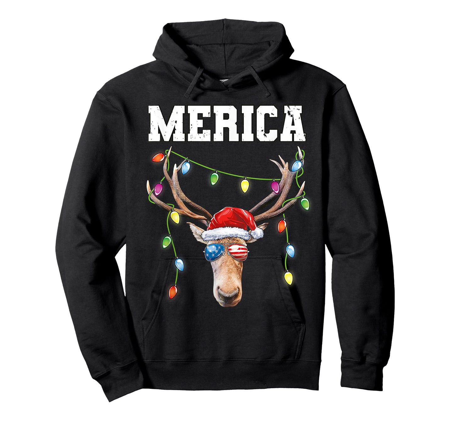 Merica Christmas Santa Buck Shirt USA Flag Patriotic T-Shirt