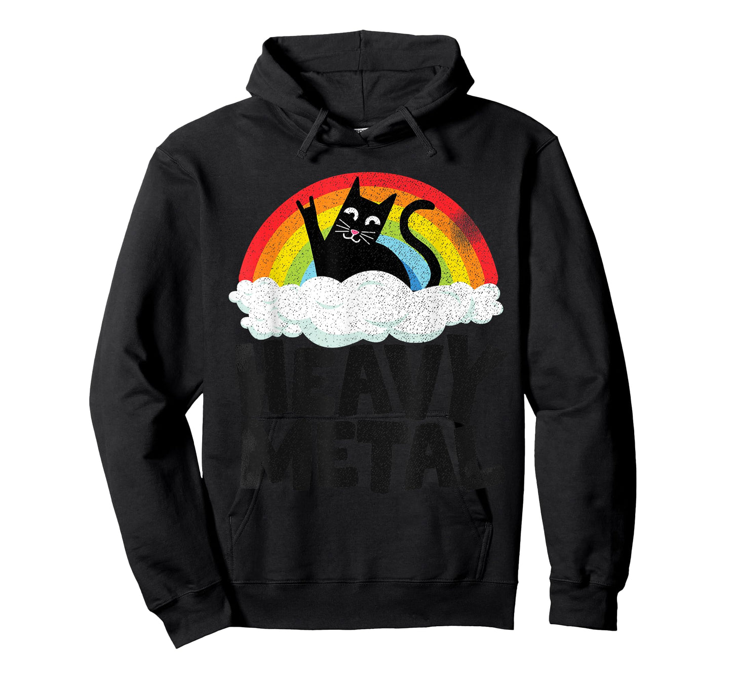 Heavy Metal Cat Rainbow Retro Kids Goth Funny Death Metal T-Shirt