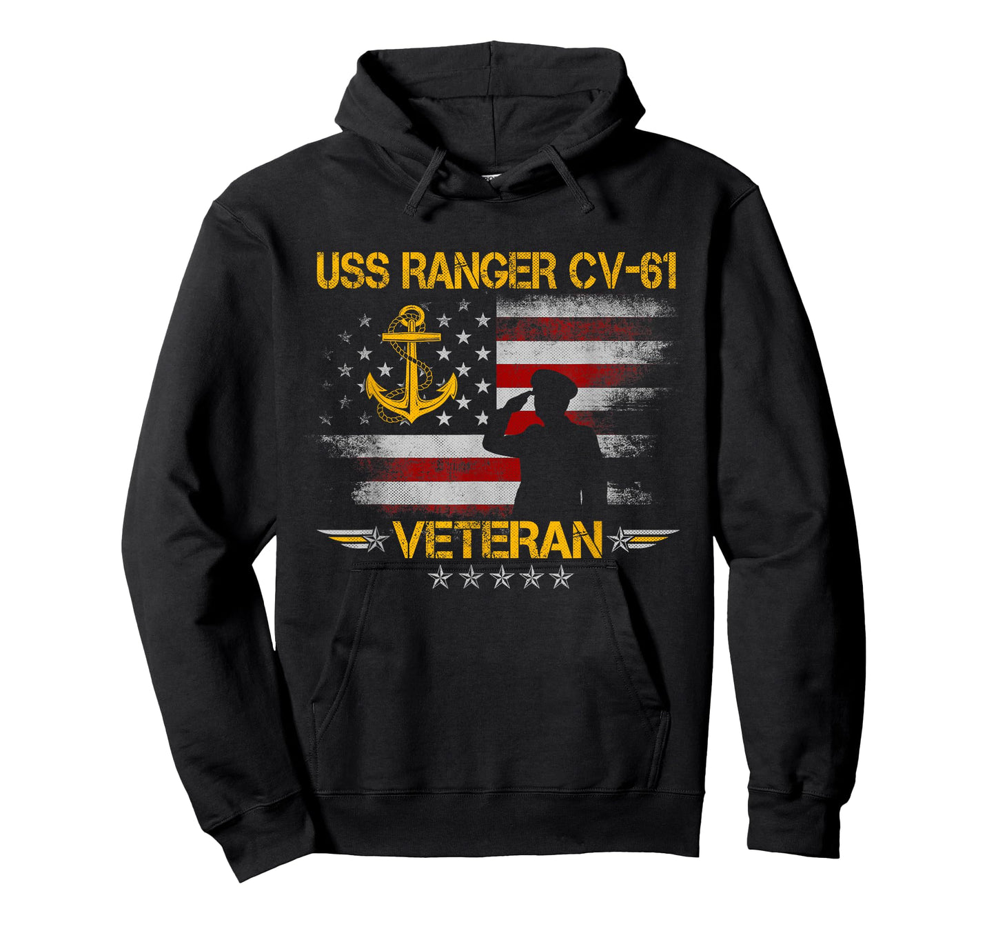 USS Ranger CV-61 Aircraft Carrier Veteran Flag Veterans Day T-Shirt