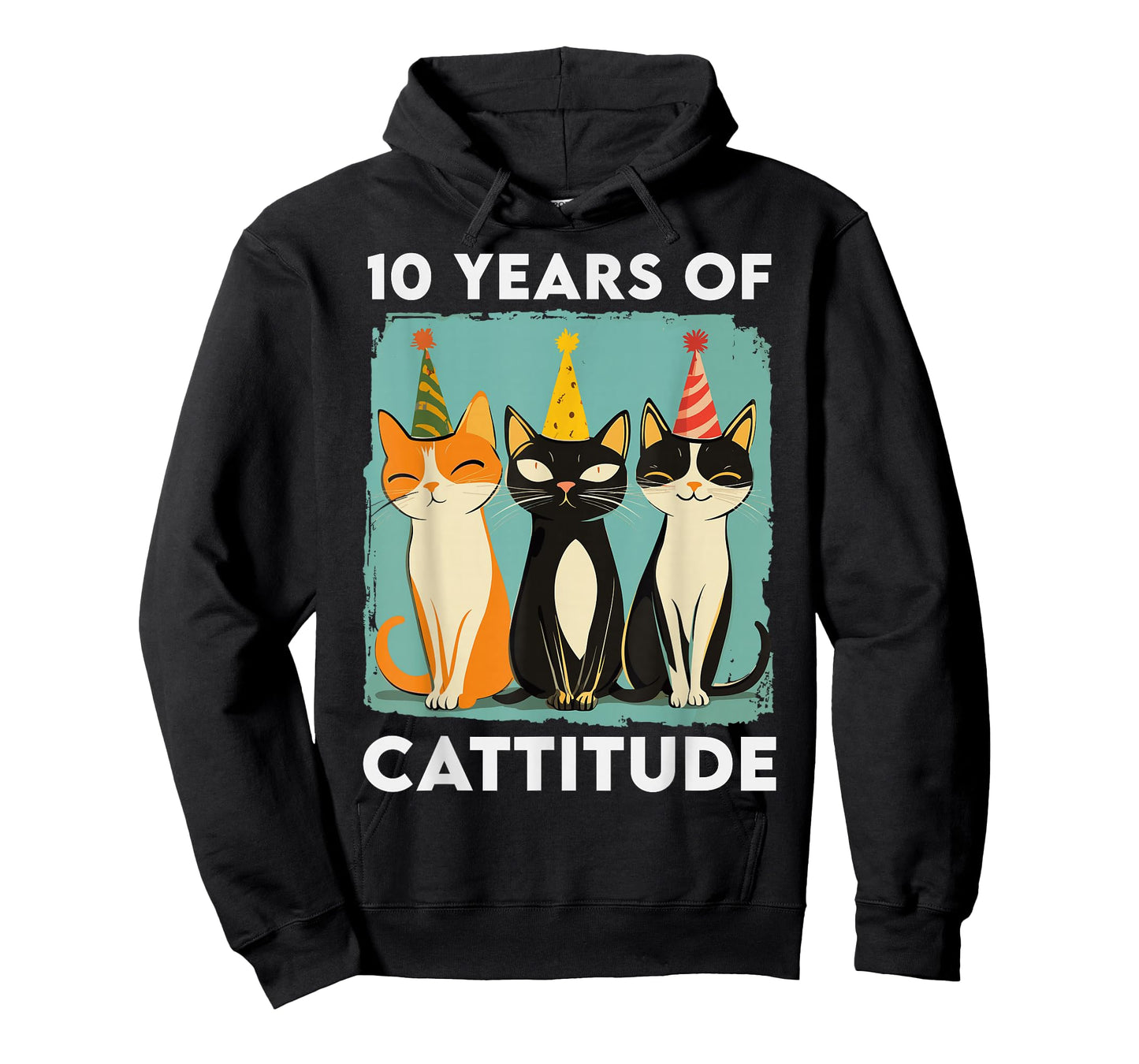 10 Years Of Cattitude 10th Birthday Cat Lover 10 Years Old T-Shirt