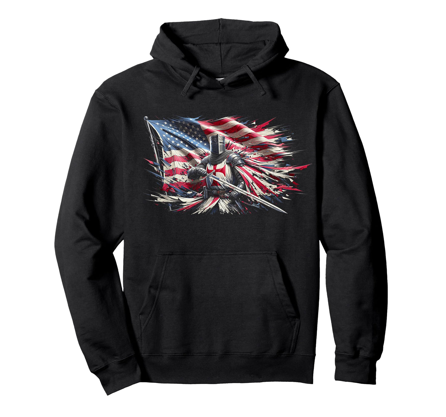 Knight Templar American Flag Crusader T-Shirt for Women Men