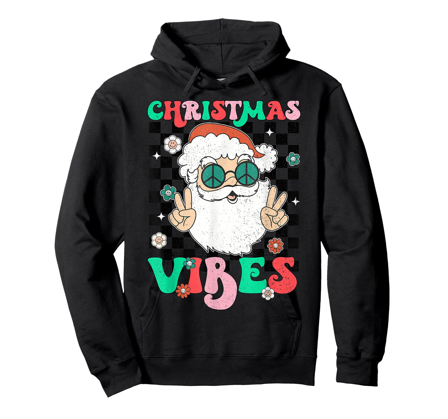 Groovy Christmas Vibes Santa Hat Xmas Holiday Teens Girls T-Shirt