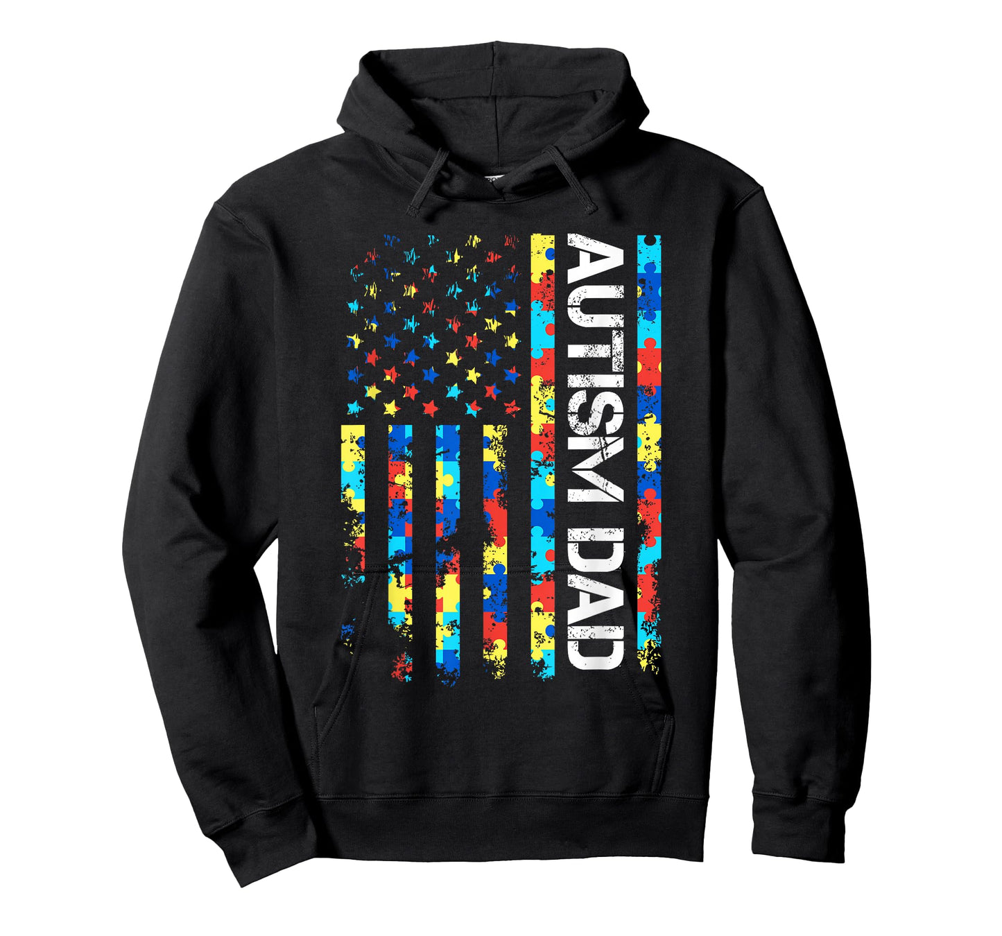 Autism Awareness Dad USA Flag Fathers day T-Shirt
