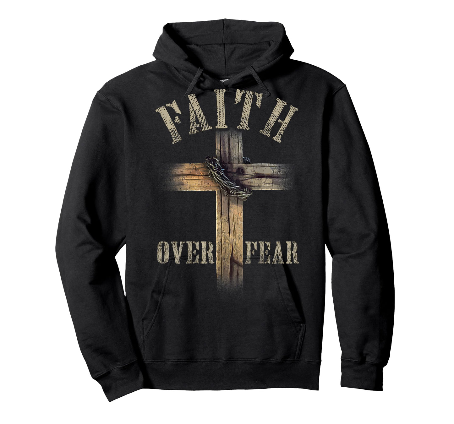Faith Over Fear American Christian Cross God Jesus (on Back) T-Shirt
