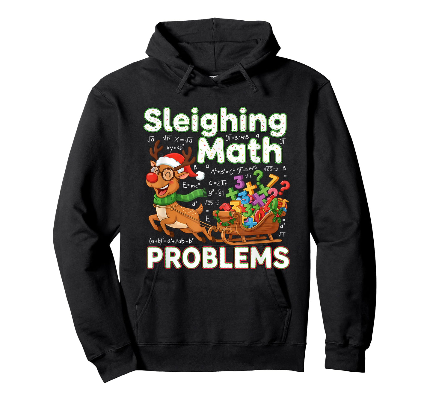 Sleighing Math Problems Christmas Funny Math Teacher Xmas T-Shirt