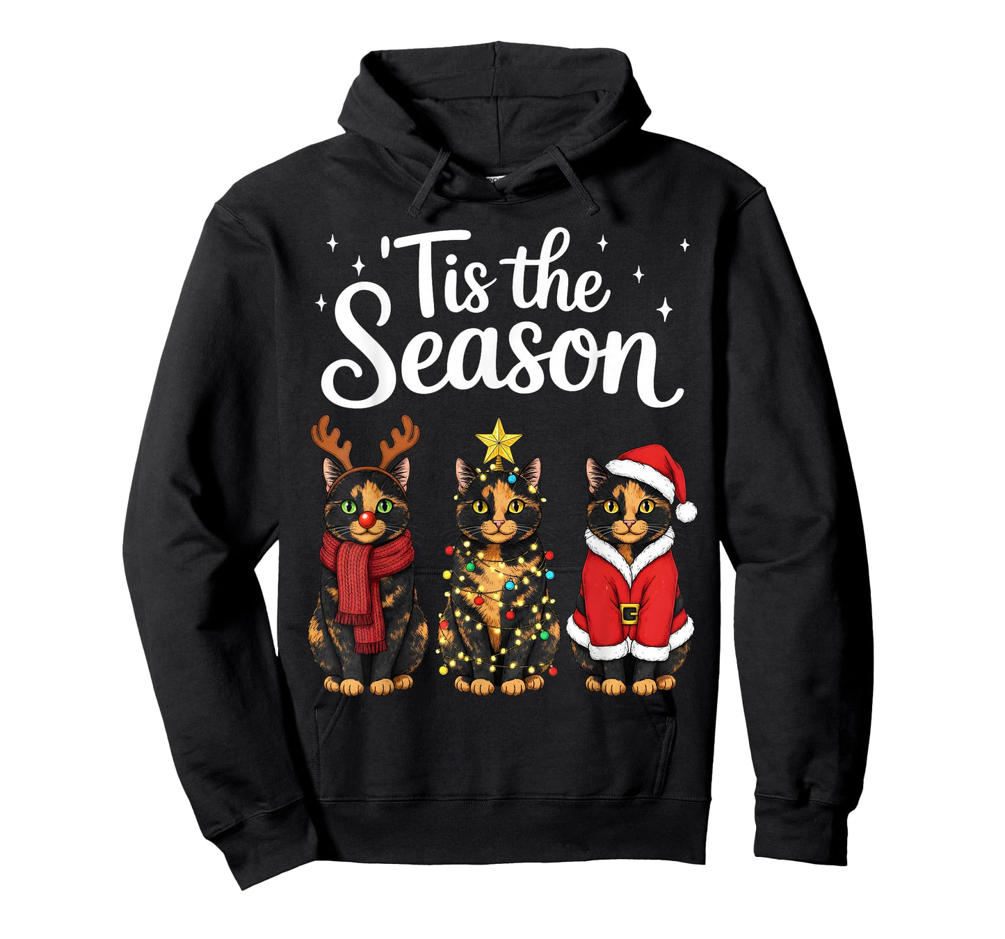 Tis The Season Tortoiseshell Cat Christmas Santa T-Shirt