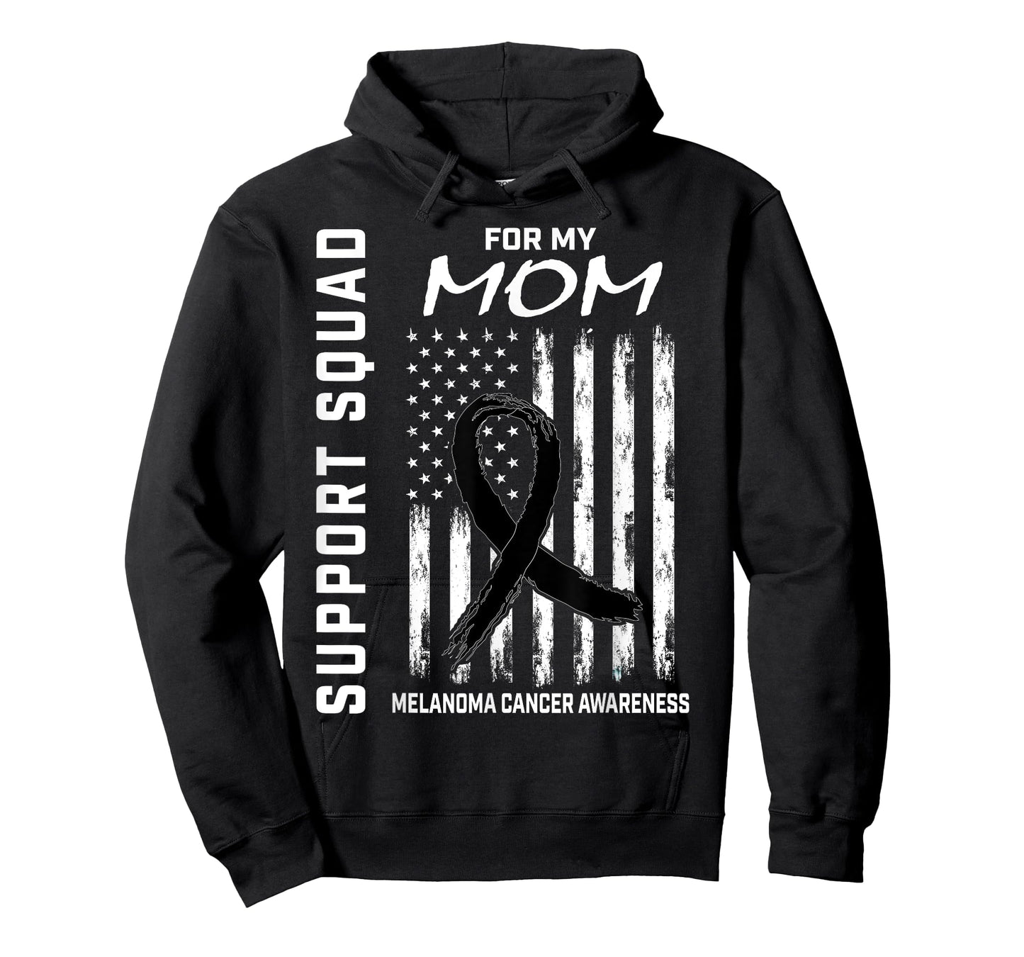 Black Melanoma Cancer Awareness Flag Mom Support Products T-Shirt