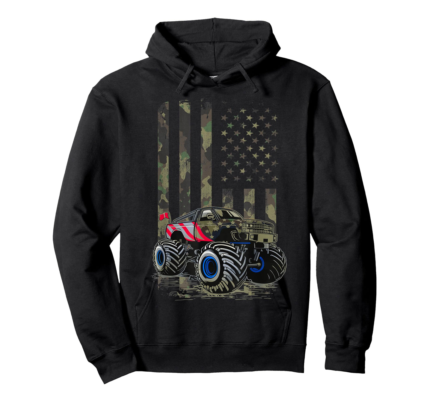 USA Flag Monster Truck Army Camouflage, Monster Trucks Lover T-Shirt