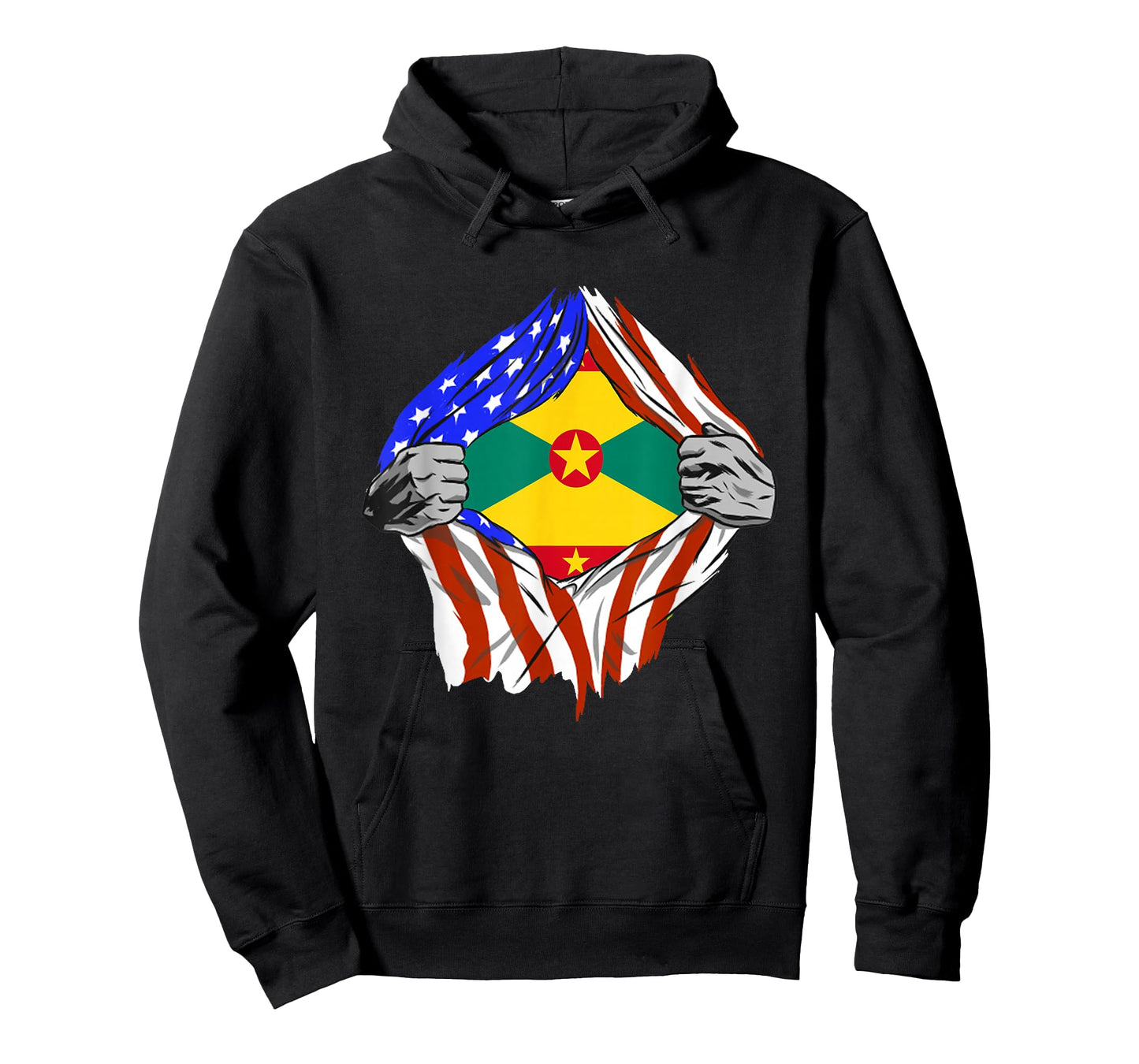 Grenada Flag USA America Chest Patriotic Grenadian Roots T-Shirt