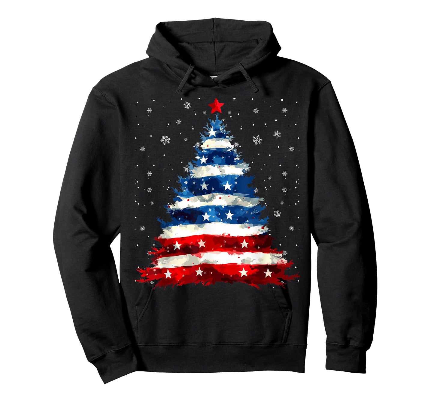 Funny Christmas Tree USA Flag Merry Christmas Pajamas Xmas T-Shirt