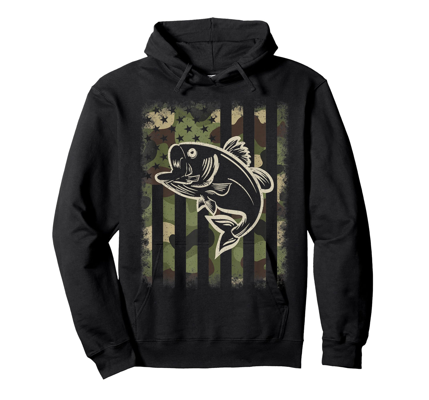 Camouflage American Flag Fishing Fisherman Bass Fish Men T-Shirt