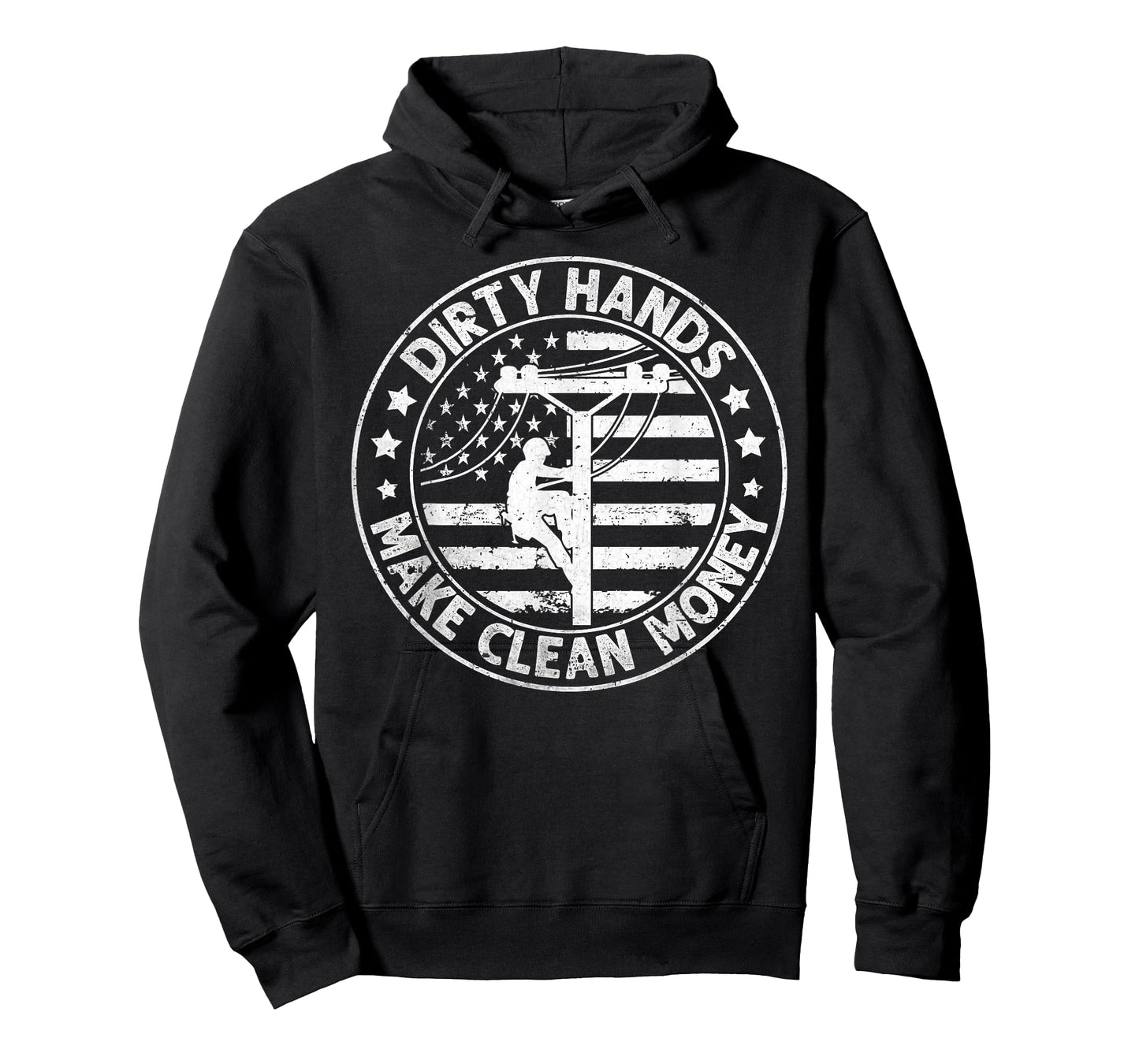 Lineman American Flag My Hands May Be Dirty My Money Clean T-Shirt